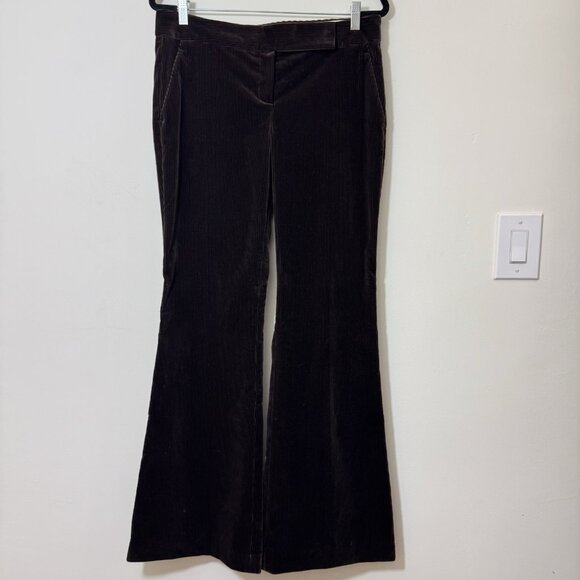 Theory Women’s Flare Corduroy Pants Size 10 Low Rise Flare Cut Trousers Brown - Picture 1 of 7